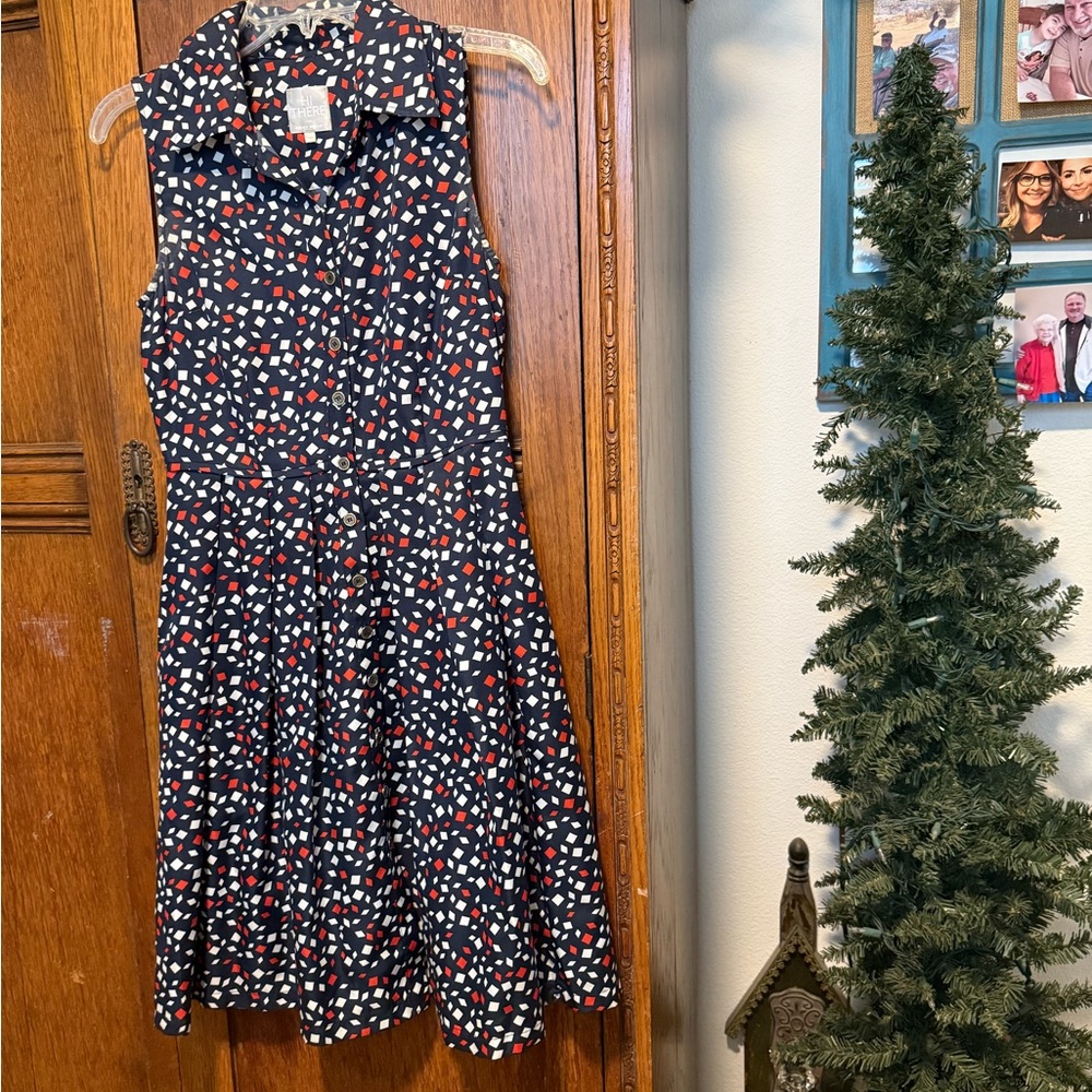 Karen Walker Navy Polka Dot Midi Dress